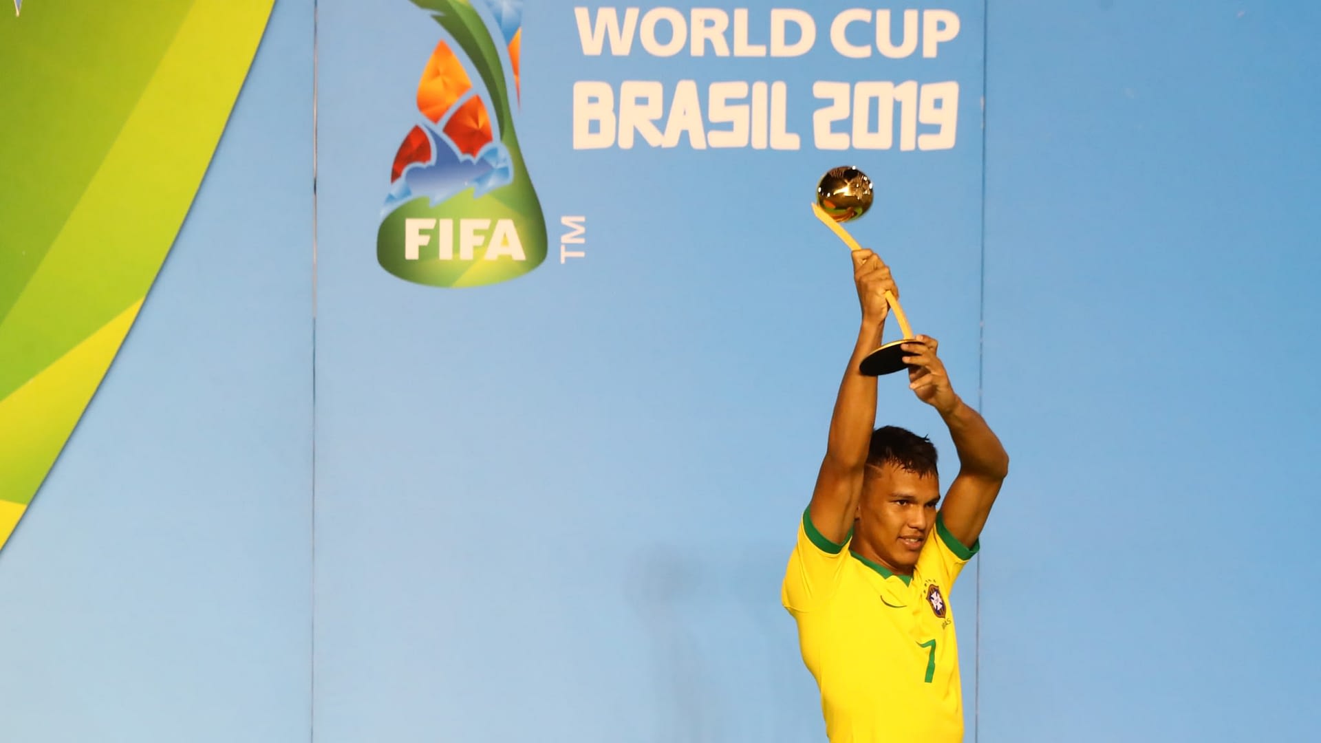 Veron of Brazil poses after winning the Golden Ball award 